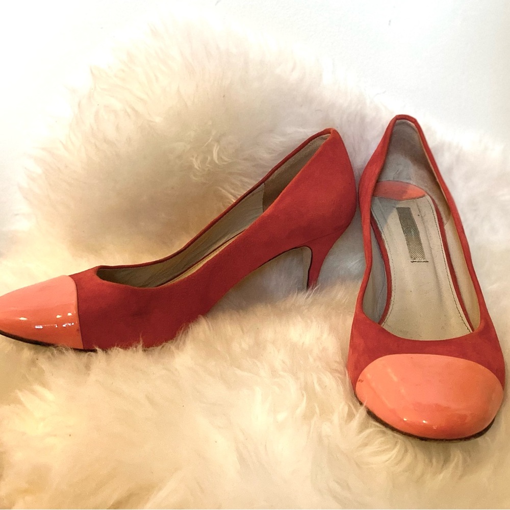 Boden Authentic Spanish Leather and Suede Size 8.5 Single Sole Heeled Round-Toe